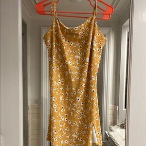 Chic Mustard Floral Mini Dress
